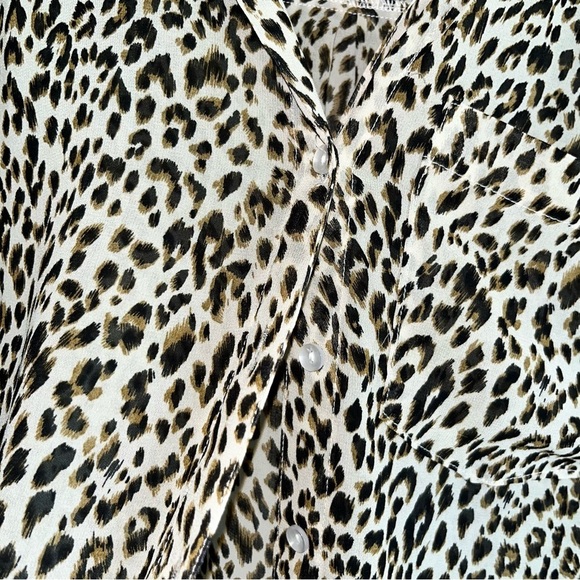 Umgee Sheer Leopard High Low Button Down - Picture 3 of 7